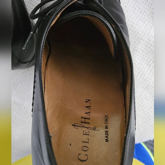 Cole Haan Black Lace Up 9.5 Mens Dress Shoes Tap Toe Nike Air Heel Made … - Picture 6 of 16